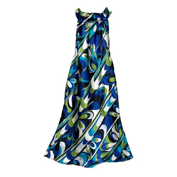 iz Byer Funky Y2K Halter Tank Blouse Silky Patterned Top Shirt Small - Picture 1 of 4